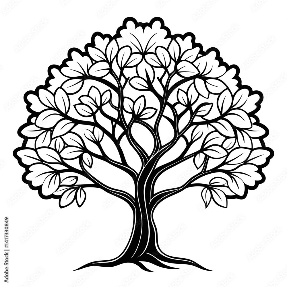 Fototapeta premium Elegant Dogwood Tree Illustration Design
