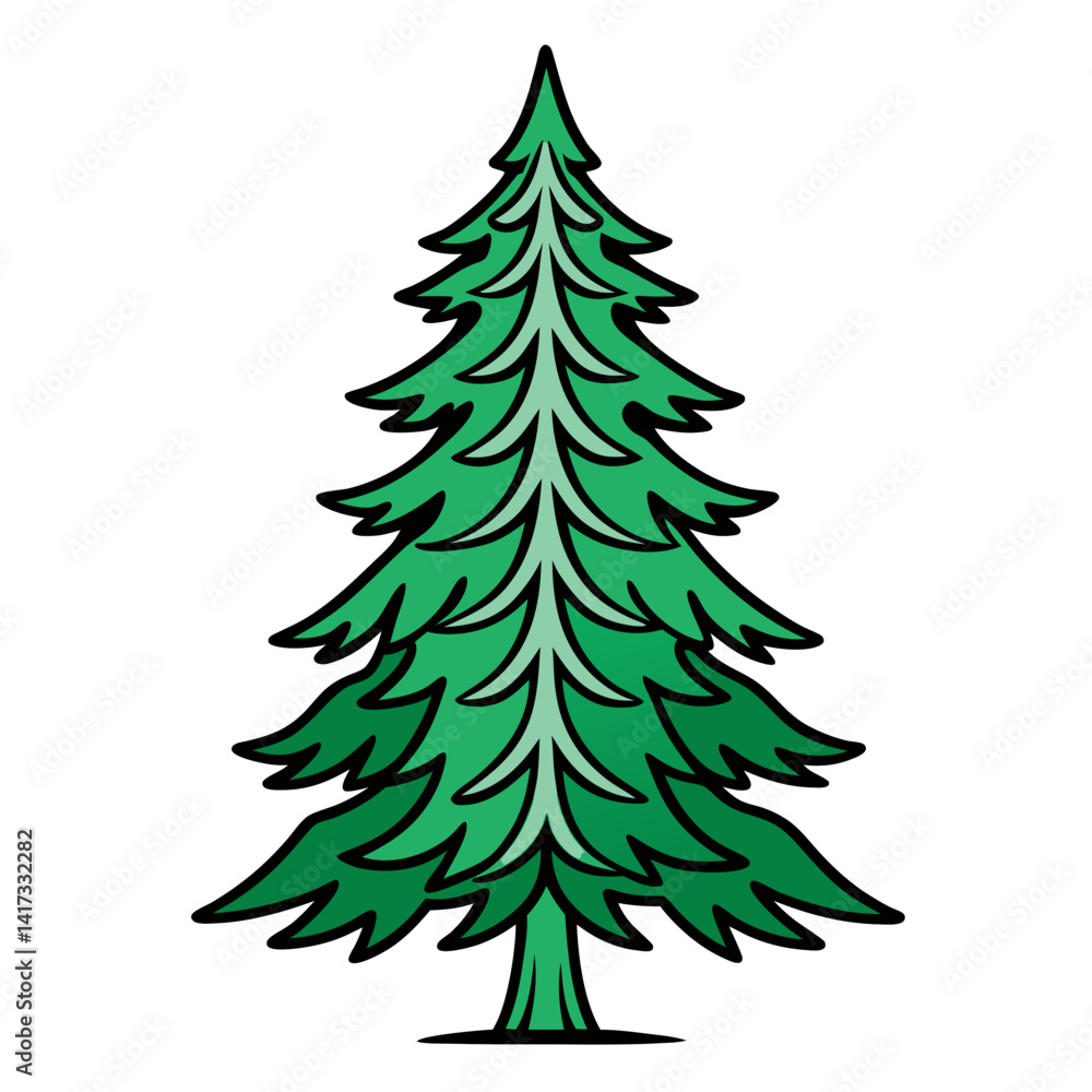 Fir Tree Design with Bold Outline Fir Tree Design with Bold Outline