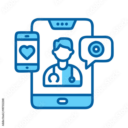 Telemedicine icon showing a doctor in a smartphone, representing online healthcare services
