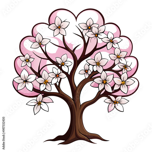  Flowering Dogwood Tree Design with Bold Outline