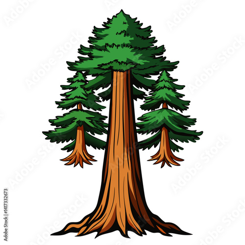  Elegant Giant Sequoia Tree Graphic with Bold Lines
