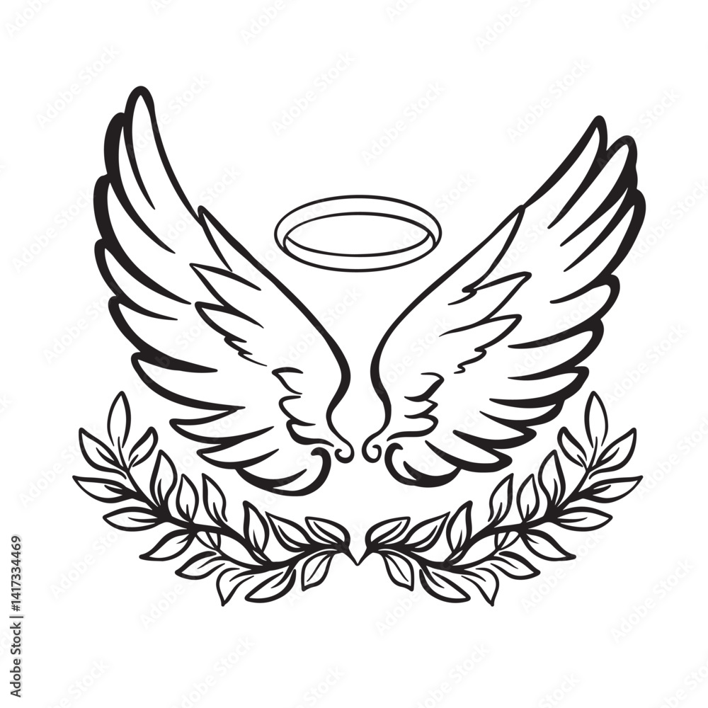 Obraz premium illustration of wings isolated on white background. Design element for logo, label, badge, sign. Vector illustration
