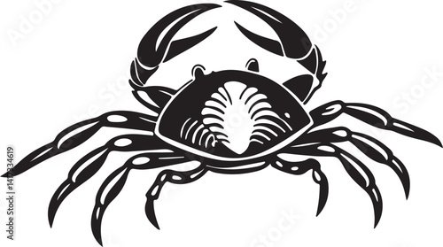 Wallpaper Mural Black and white crab icon illustration on a white background, showcasing a simple vector art design Torontodigital.ca