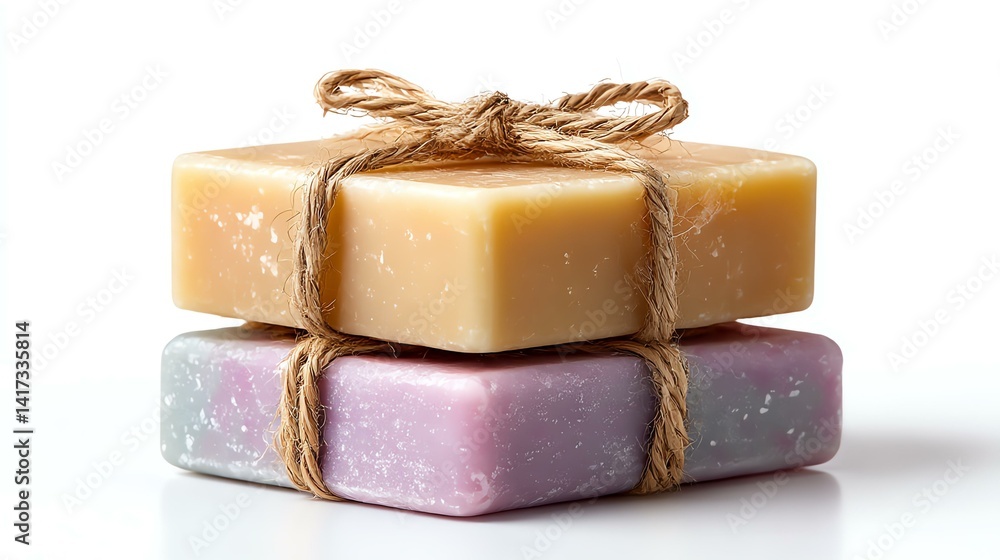 Handmade artisan soaps wrapped in string offer a touch of elegance and sustainability for any bathroom or gift. Handmade artisan soaps wrapped in string offer a touch of elegance and sustainability for any bathroom or gift.