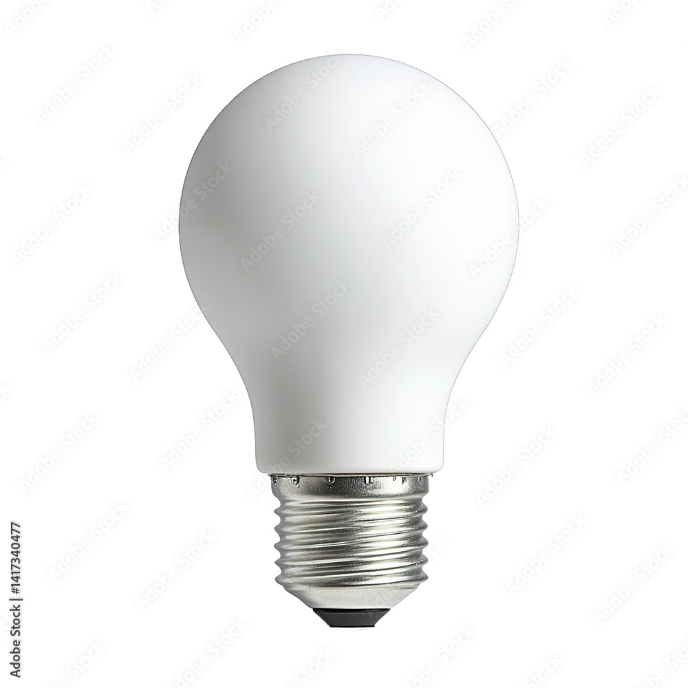 A round, matte white LED light bulb with a metal base, ideal for modern home lighting. A round, matte white LED light bulb with a metal base, ideal for modern home lighting.