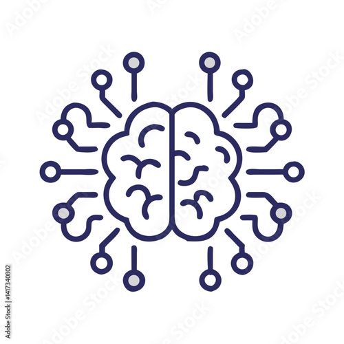 Brain Circuit Icon Representing Artificial Neural Networks and Cognitive Computing