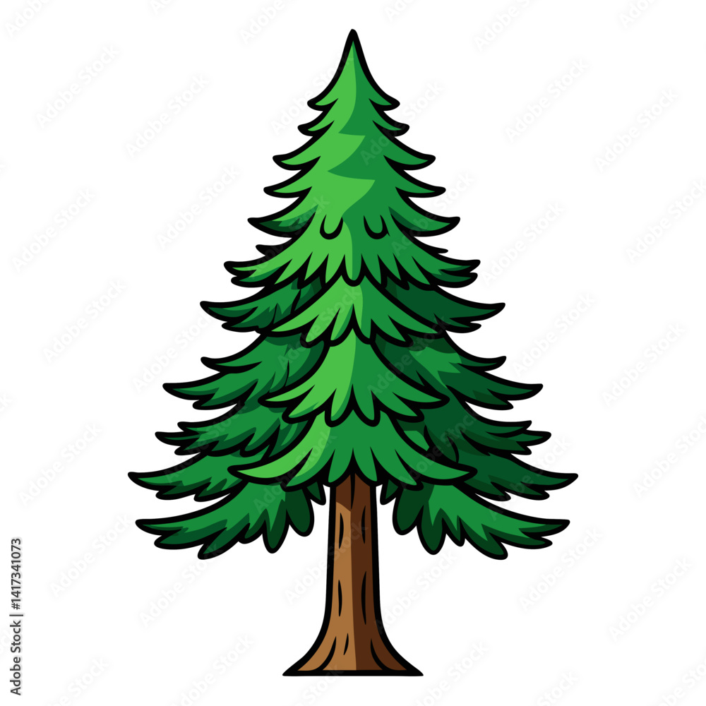 Obraz premium Vivid Pine Tree Illustration