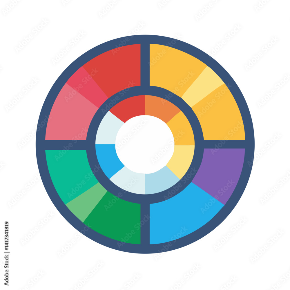 Color Wheel Icon Representing Visual Palette and Creative Color Selection Color Wheel Icon Representing Visual Palette and Creative Color Selection