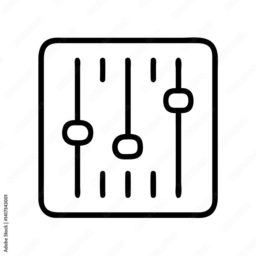Equalizer Sliders Icon Representing Sound Mixing and Audio Control Equalizer Sliders Icon Representing Sound Mixing and Audio Control