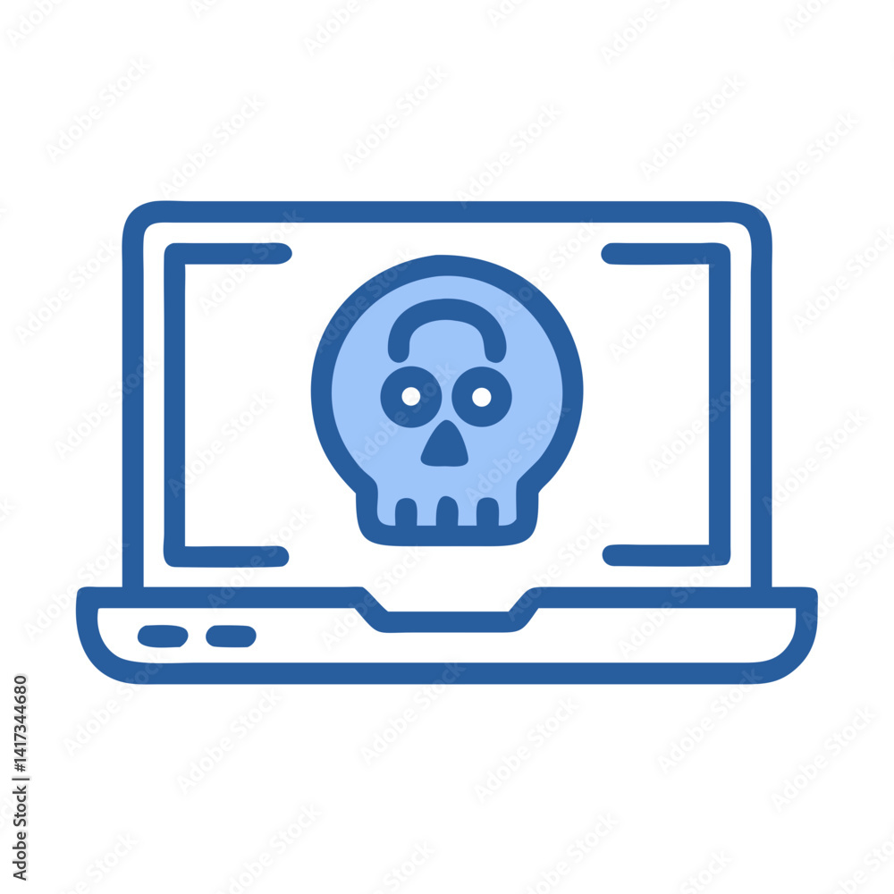 Laptop with Skull Icon Representing Hacking Interface and Cybersecurity Threat Symbol Laptop with Skull Icon Representing Hacking Interface and Cybersecurity Threat Symbol