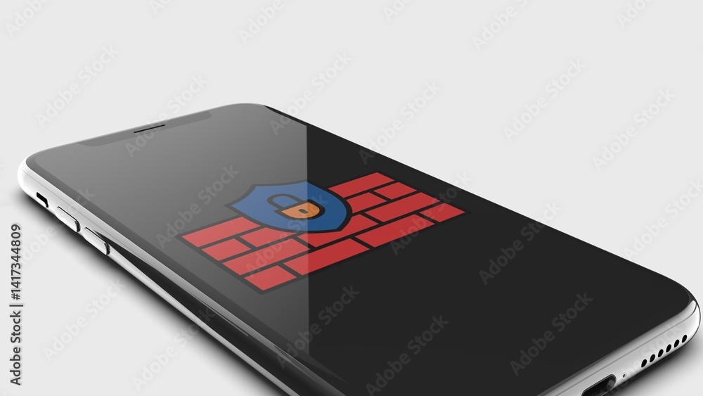 Mobile Security Smartphone protected by firewall and digital safety Mobile Security Smartphone protected by firewall and digital safety