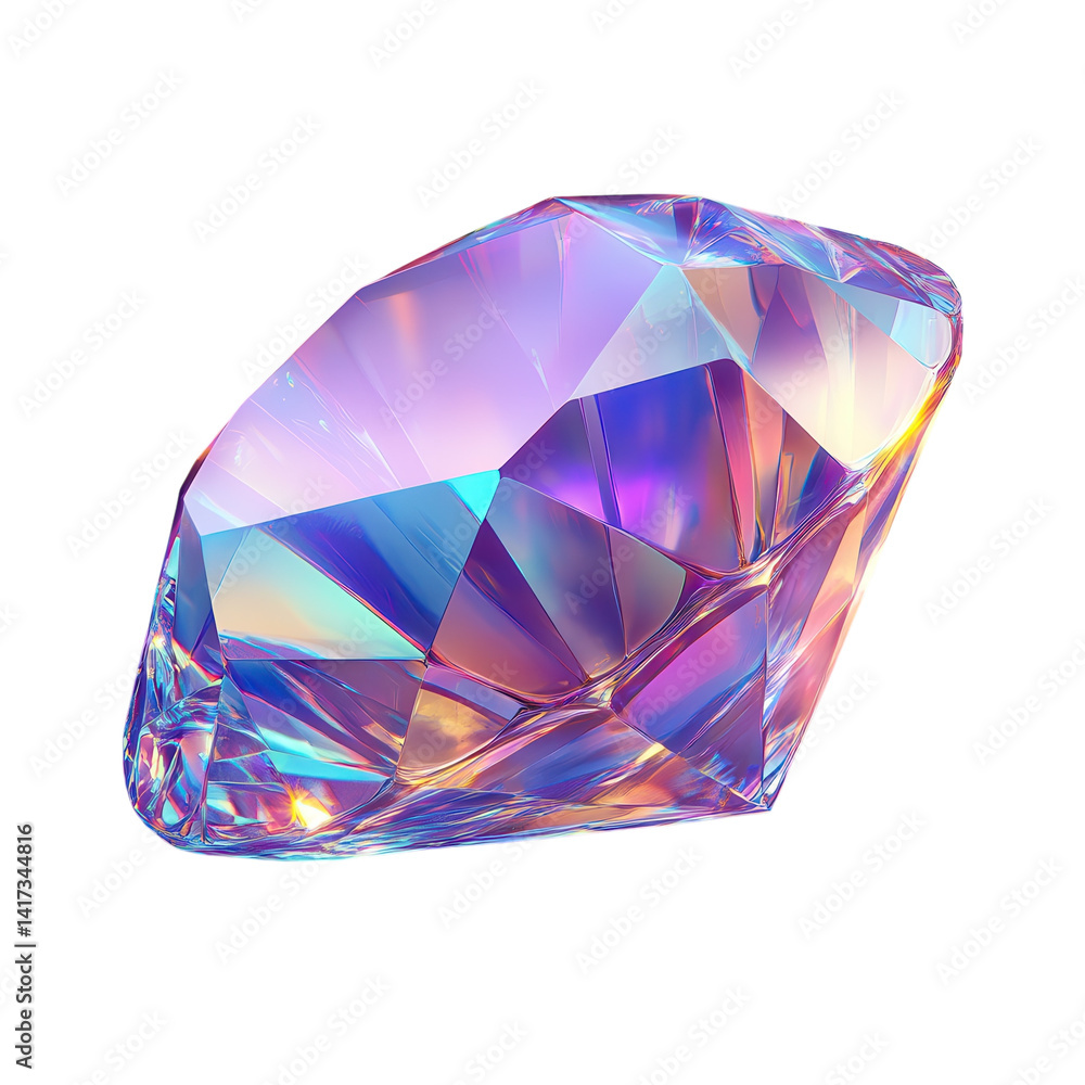 Captivating crystal gem glimmers under soft light showcasing a spectrum of colors and intricate facets on transparent background Captivating crystal gem glimmers under soft light showcasing a spectrum of colors and intricate facets on transparent background