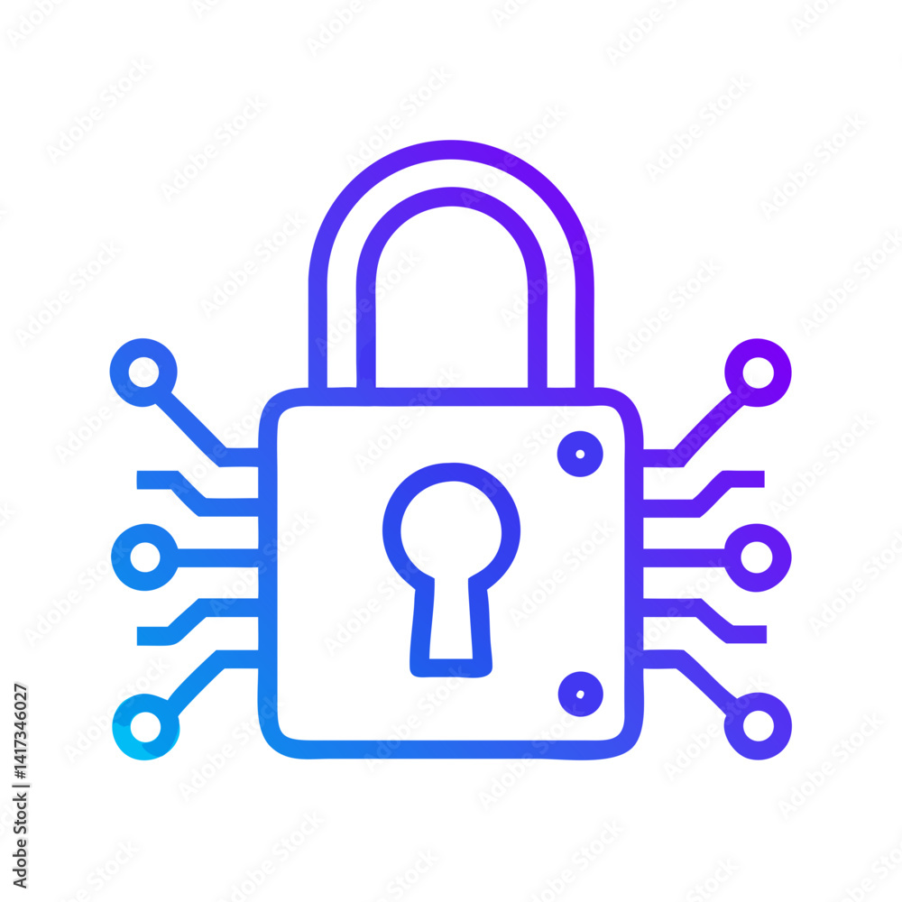 Padlock with Circuit Icon Representing Cybersecurity and Digital Data Protection Padlock with Circuit Icon Representing Cybersecurity and Digital Data Protection