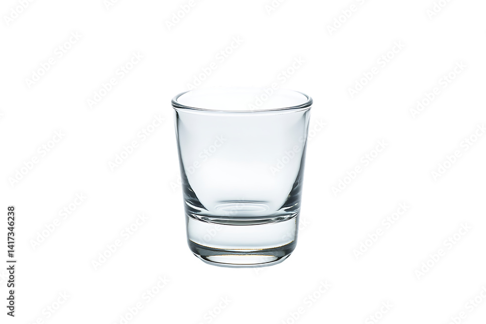 Clear, Empty Shot Glass on Bright White Background Clear, Empty Shot Glass on Bright White Background
