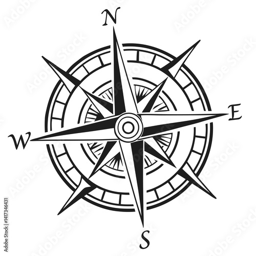 Compass Vector Illustration  Minimal Line Art Design