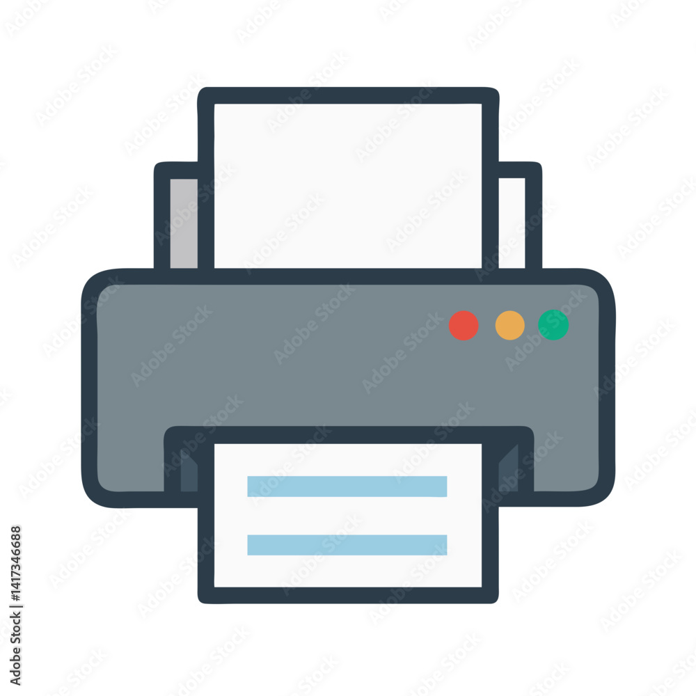 Printer Icon Representing Graphic Output Device for Document and Image Production Printer Icon Representing Graphic Output Device for Document and Image Production
