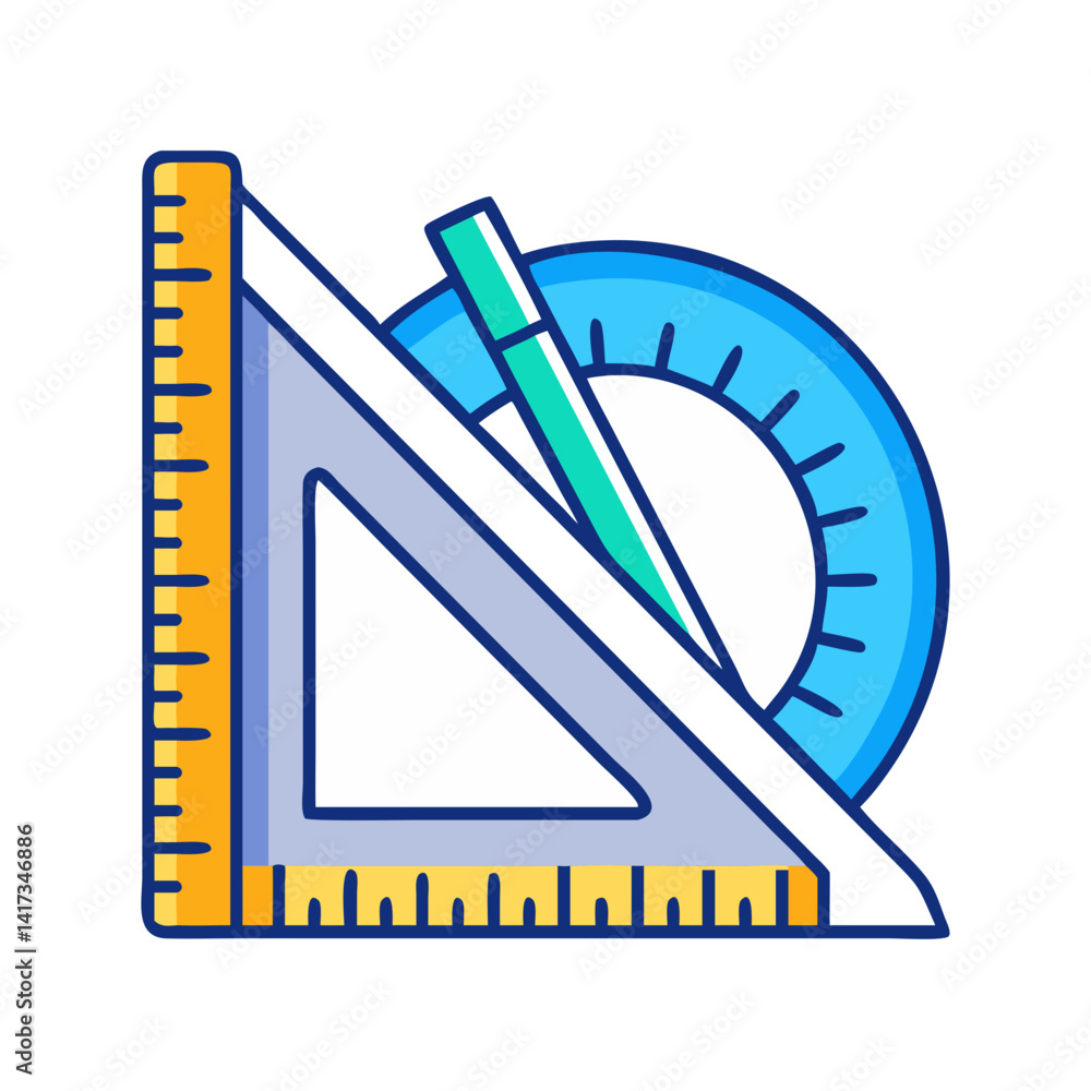 Ruler and Protractor Icon Representing Precision Measurement and Design Tools Ruler and Protractor Icon Representing Precision Measurement and Design Tools