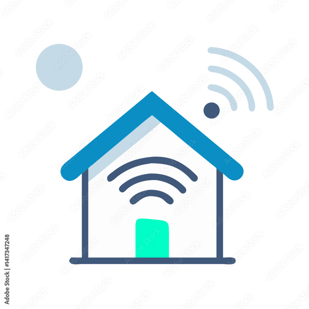 Smart Home Signal Icon Representing Wireless Home Automation System Smart Home Signal Icon Representing Wireless Home Automation System