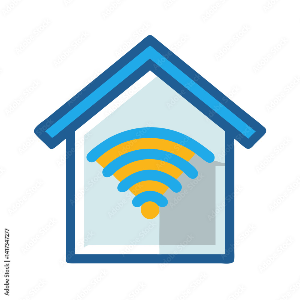 Smart Home Signal Icon Representing Wireless Home Automation System Smart Home Signal Icon Representing Wireless Home Automation System