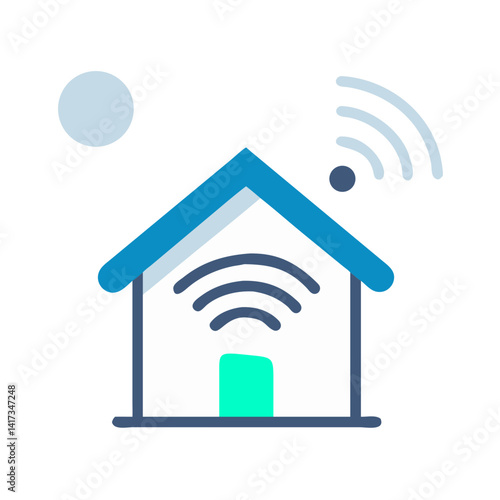 Smart Home Signal Icon Representing Wireless Home Automation System