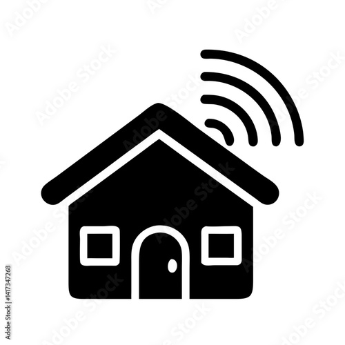 Smart Home Signal Icon Representing Wireless Home Automation System