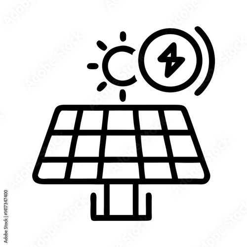Solar Panel Icon Representing Renewable Energy and Sustainable Power