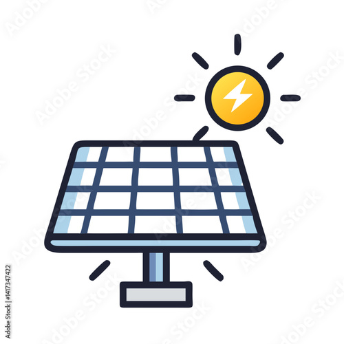 Solar Panel Icon Representing Renewable Energy and Sustainable Power