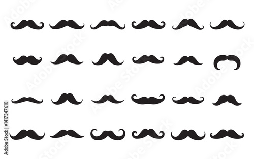 Stylish Mustache Silhouettes Collection for Design Projects
