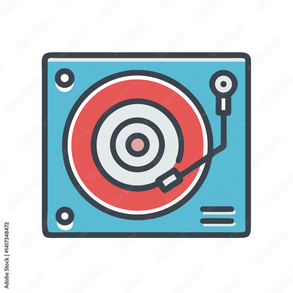 Turntable Icon Representing Vinyl Record Player and Audio Playback Turntable Icon Representing Vinyl Record Player and Audio Playback