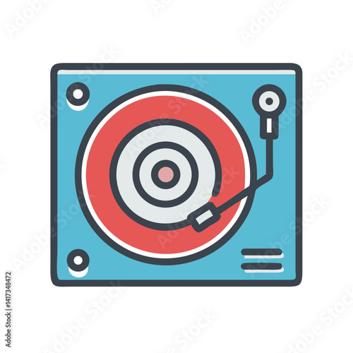 Turntable Icon Representing Vinyl Record Player and Audio Playback