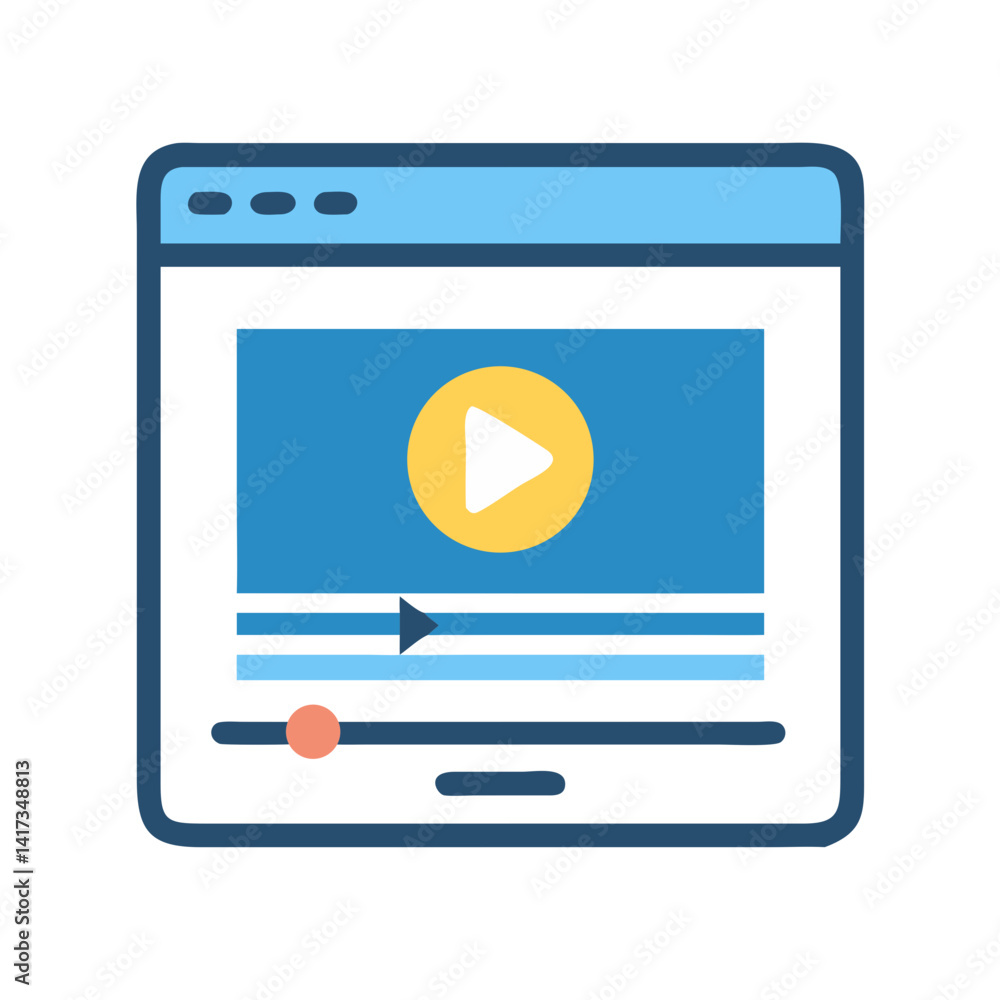 Video Player Interface Icon Representing Media Playback and Viewing Video Player Interface Icon Representing Media Playback and Viewing