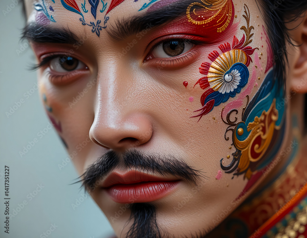 Obraz premium Face Art. Face Painting Art. Close-up portrait of a man.