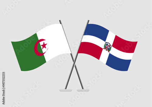 Algeria and Dominican Republic vector flags in abstract diplomatic theme