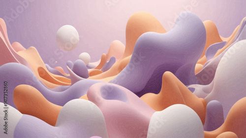 abstract vector illustration, fluid shapes, pastel colors, soft gradients, smooth curves, minimalist design, digital art