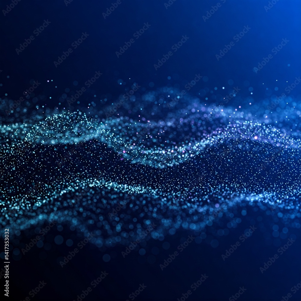 Fototapeta premium Abstract Deep Blue Underwater Scene with Swirling Light Particles