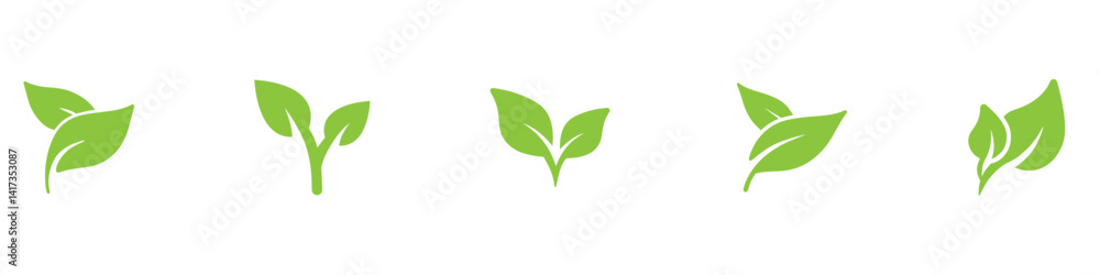 Set of green leaf icons. Leaves of trees and plants. Leaves icon. Collection green leaf. Elements design for natural, eco, bio, vegan labels. Vector illustration. Vector Graphic. EPS 10 Set of green leaf icons. Leaves of trees and plants. Leaves icon. Collection green leaf. Elements design for natural, eco, bio, vegan labels. Vector illustration. Vector Graphic. EPS 10