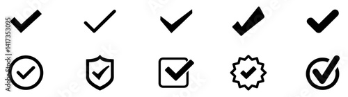 Check mark icon. Check mark vector icon. Checkmark Illustration. Vector symbols set ,green checkmark isolated on white background. Correct vote choise isolated symbol. Vector Illustration. EPS 10