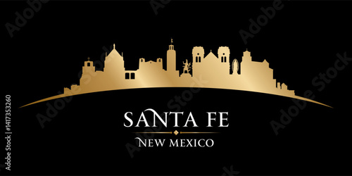 Santa Fe New Mexico city skyline silhouette black background