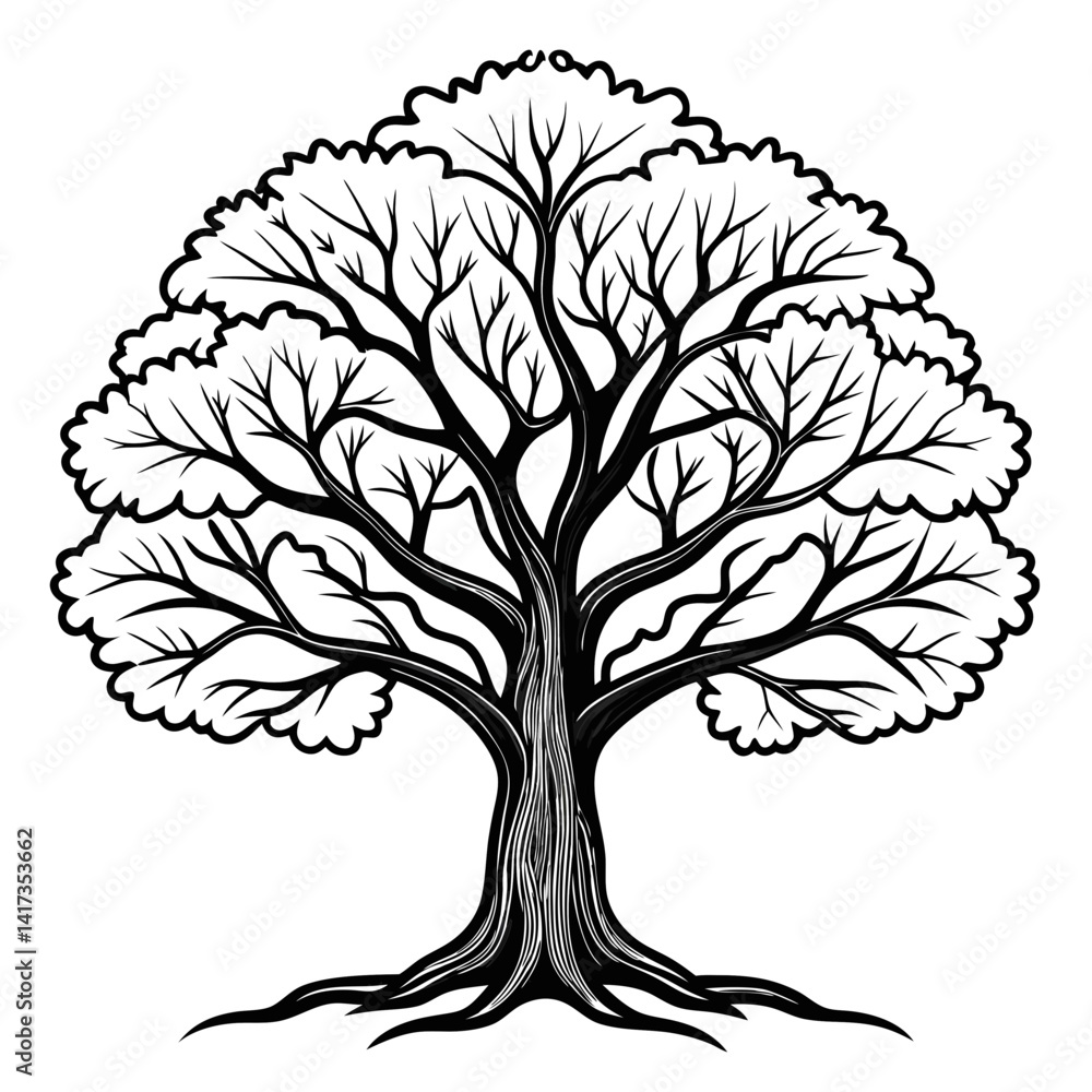 Obraz premium Bright Sassafras Tree Illustration with Strong Outline