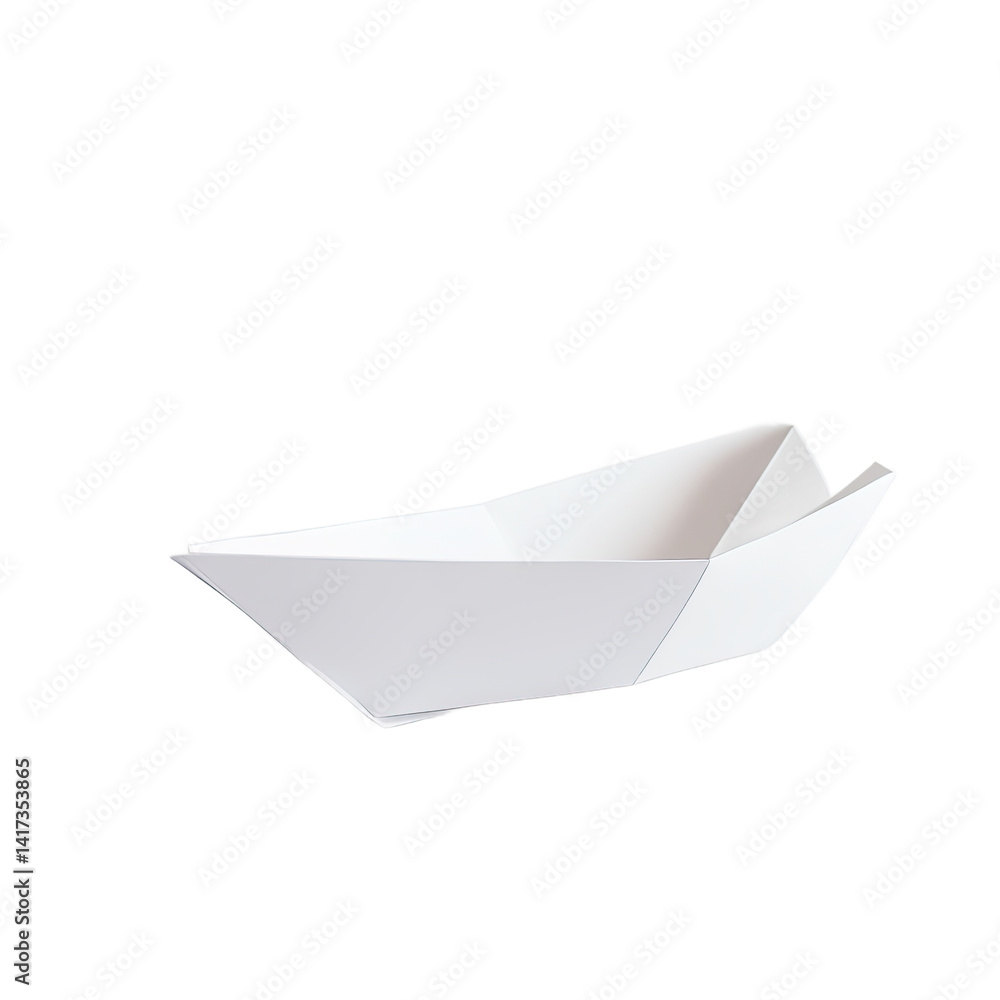 A minimalist paper boat, diagonally angled, and set against a dark background, presenting a simple origami model. A minimalist paper boat, diagonally angled, and set against a dark background, presenting a simple origami model.