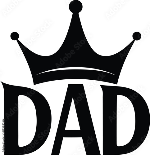 stylized crown on top of the word dad elegant icon