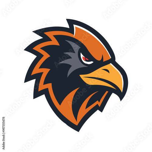 This is a bold and fierce bird  for sports teams, clubs, gaming avatars, or merchandise branding and logo.