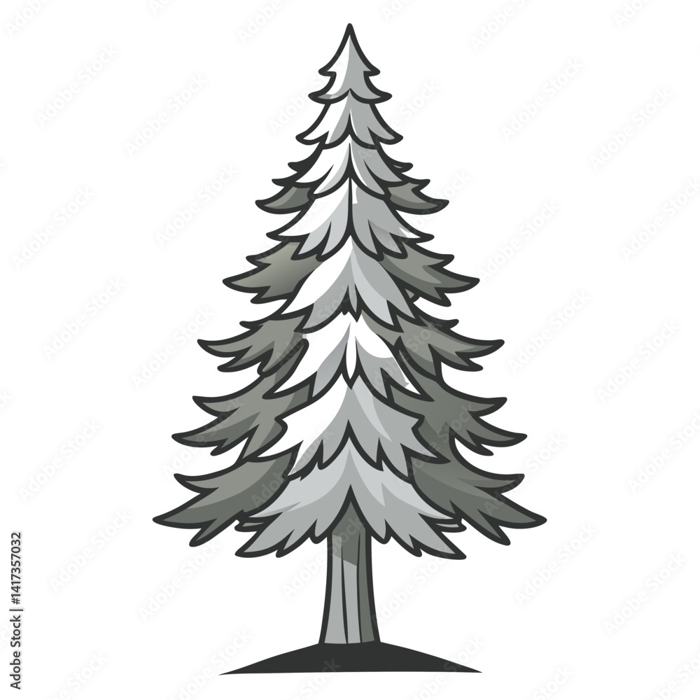 Fototapeta premium Vivid Silver Fir Tree Illustration