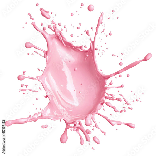 Pink liquid splash image isolated on PNG transparent background, cut out