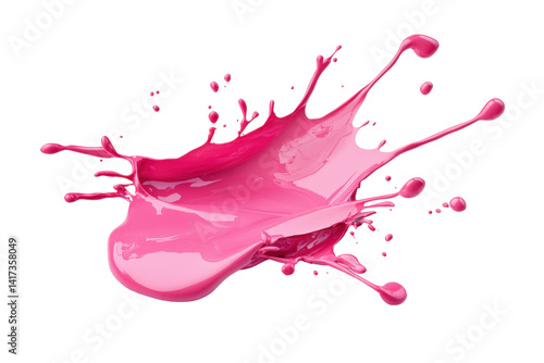 Pink paint explosion isolated on PNG transparent background, cut out