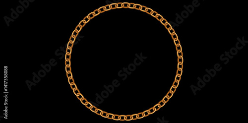 Gold Chain Jewelry On Black Background, Decorative Frame Design Element Vector Illustration.