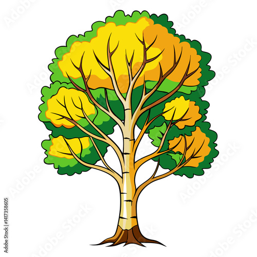  Stylish Trembling Aspen Tree Design with Strong Outlines