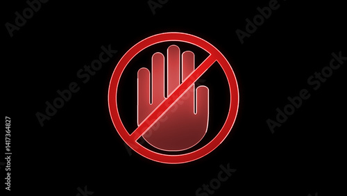 No allowed touching . please do not touch icon isolated with a black background.