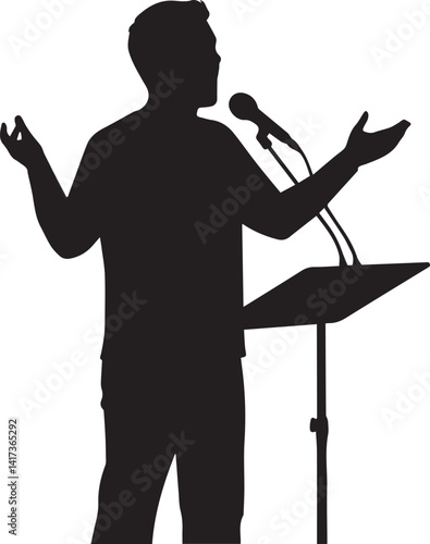 Silhouette of businessman or public speaker
