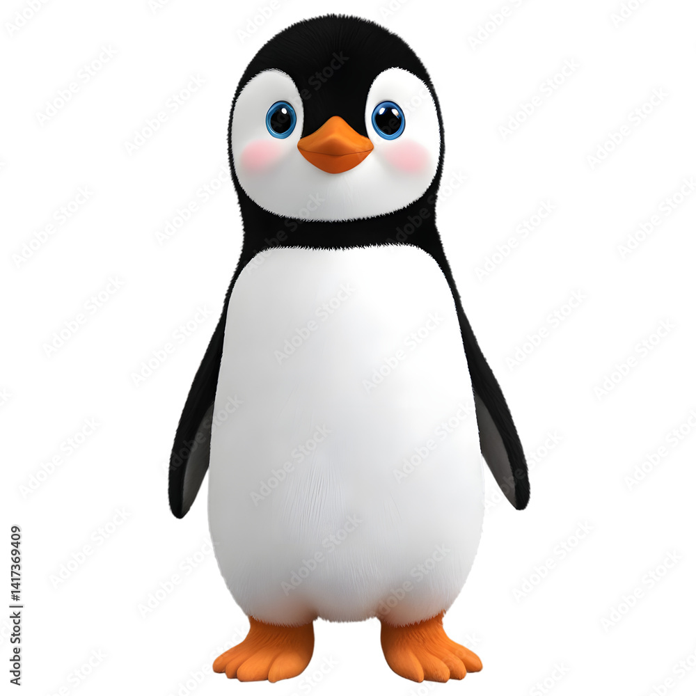 Fototapeta premium Cute 3d cartoon penguin character isolated png transparent background